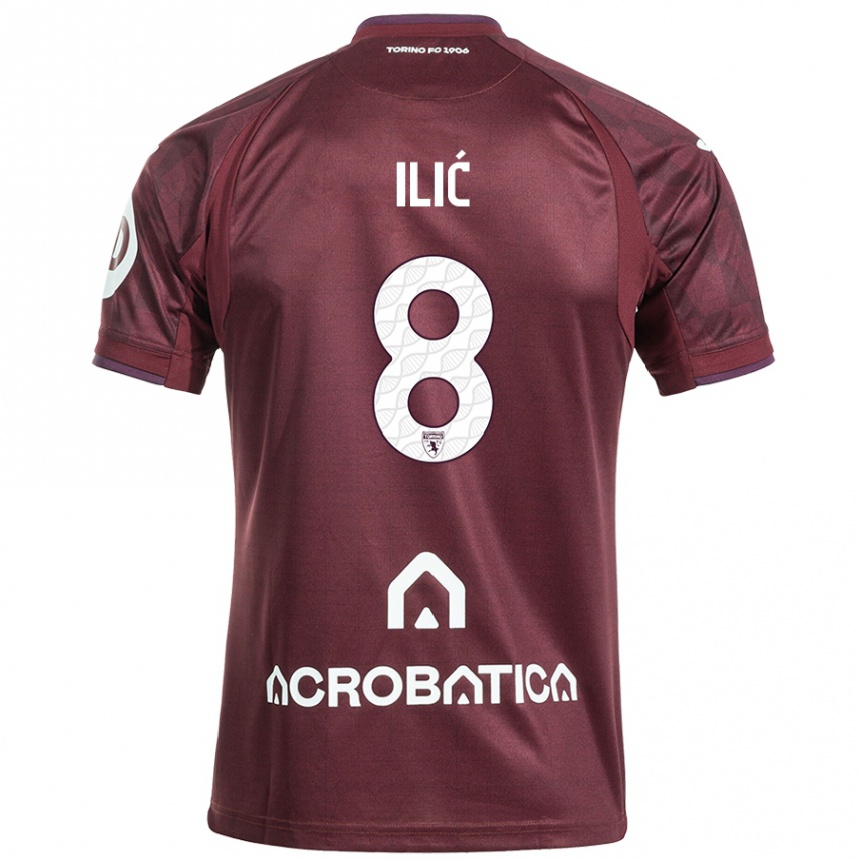 Kids Football Ivan Ilić #8 Maroon White Home Jersey 2024/25 T-Shirt Uk