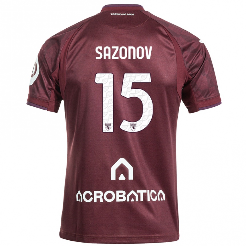 Kids Football Saba Sazonov #15 Maroon White Home Jersey 2024/25 T-Shirt Uk