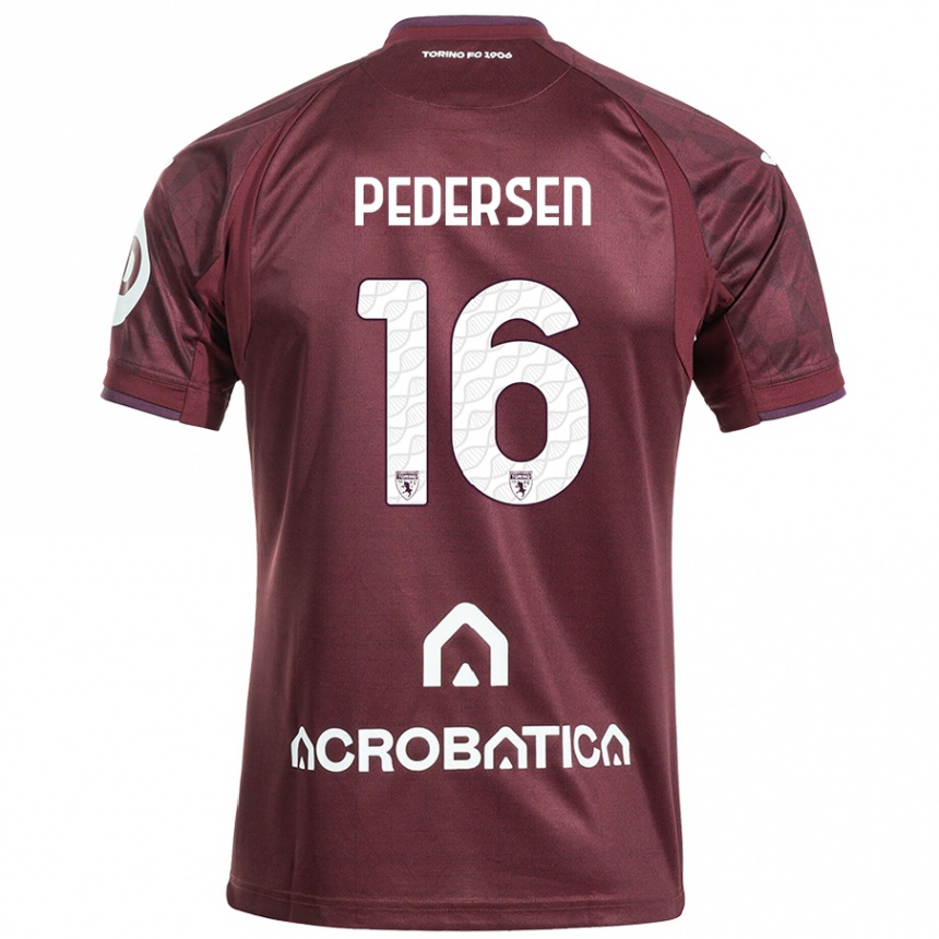 Kids Football Marcus Pedersen #16 Maroon White Home Jersey 2024/25 T-Shirt Uk