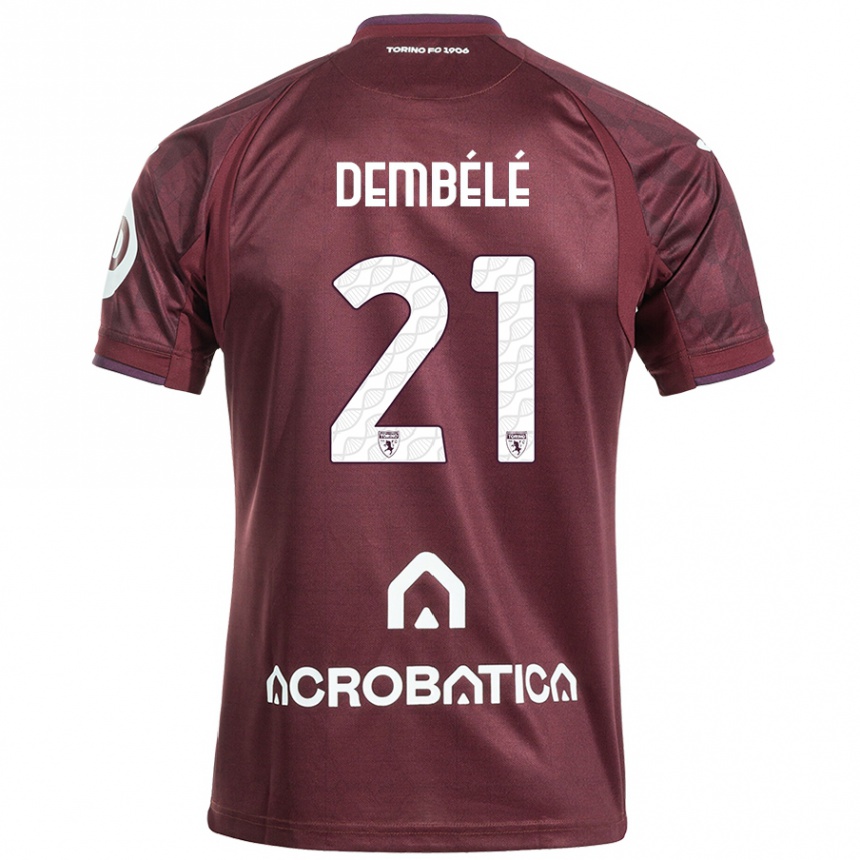 Kids Football Ali Dembélé #21 Maroon White Home Jersey 2024/25 T-Shirt Uk