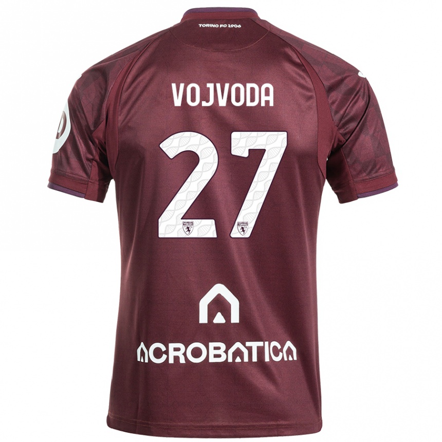 Kids Football Mërgim Vojvoda #27 Maroon White Home Jersey 2024/25 T-Shirt Uk