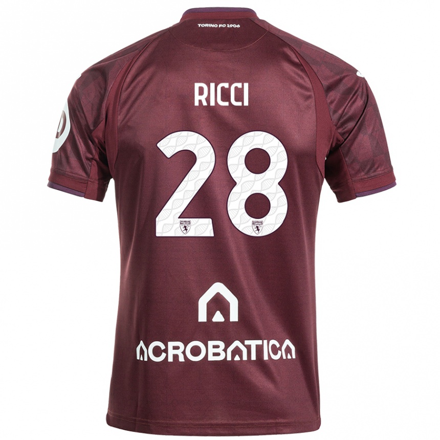 Kids Football Samuele Ricci #28 Maroon White Home Jersey 2024/25 T-Shirt Uk