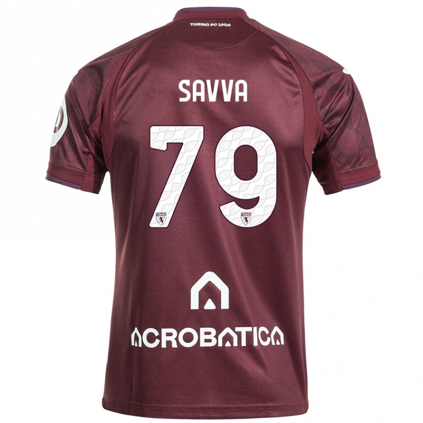 Kids Football Zanos Savva #79 Maroon White Home Jersey 2024/25 T-Shirt Uk