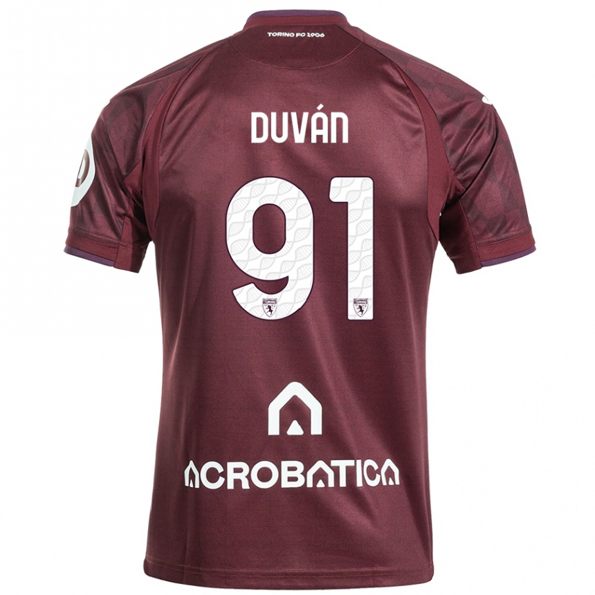 Kids Football Duván Zapata #91 Maroon White Home Jersey 2024/25 T-Shirt Uk