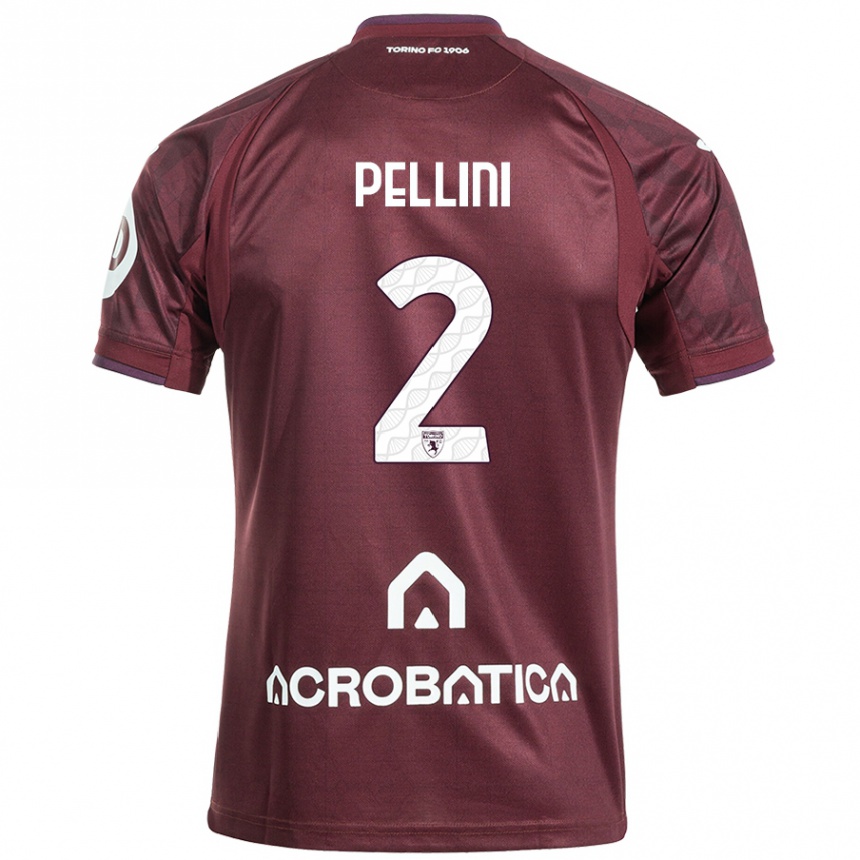 Kids Football Mattia Pellini #2 Maroon White Home Jersey 2024/25 T-Shirt Uk