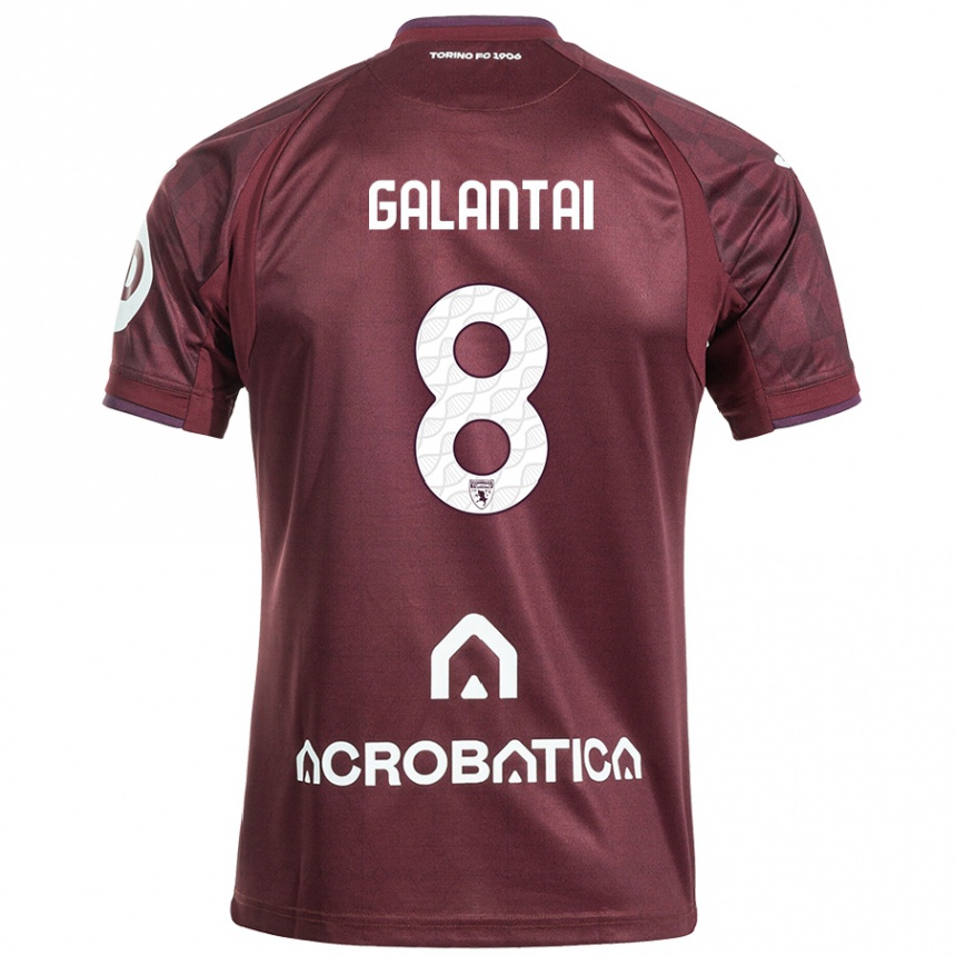 Kids Football Tamás Galántai #8 Maroon White Home Jersey 2024/25 T-Shirt Uk