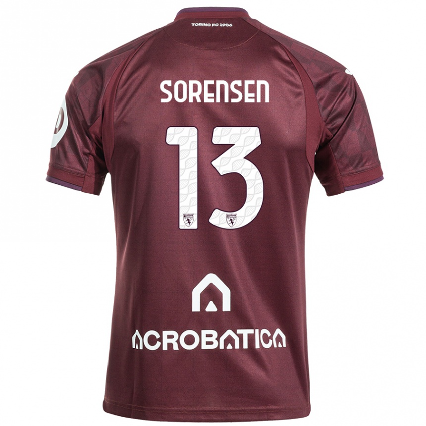 Kids Football Ben Sørensen #13 Maroon White Home Jersey 2024/25 T-Shirt Uk