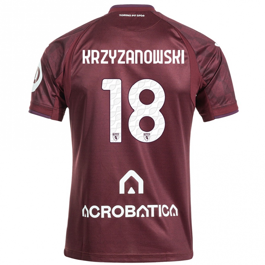 Kids Football Jakub Krzyzanowski #18 Maroon White Home Jersey 2024/25 T-Shirt Uk