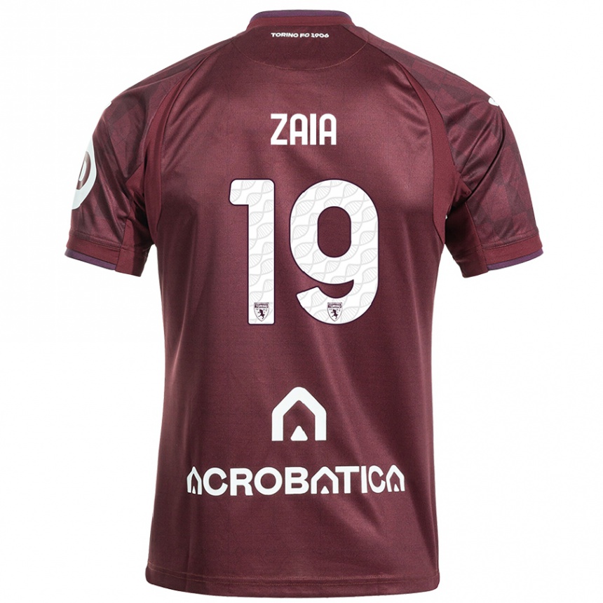 Kids Football Edoardo Zaia #19 Maroon White Home Jersey 2024/25 T-Shirt Uk