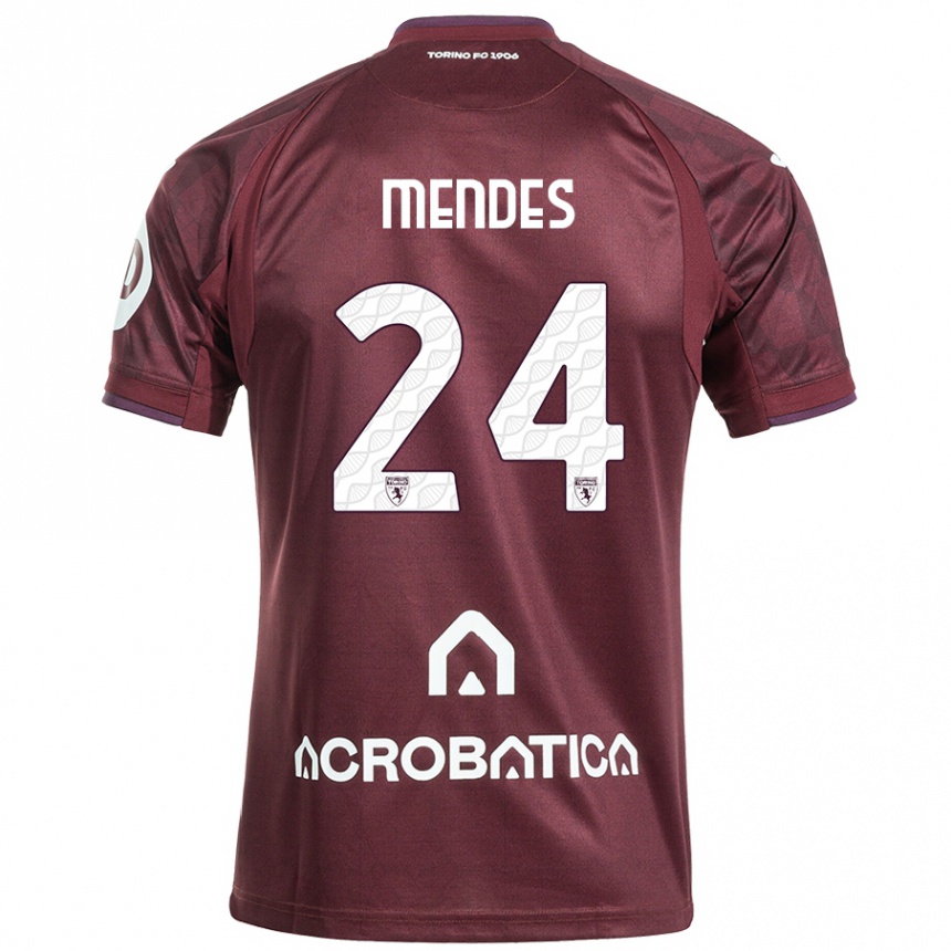 Kids Football Rodrigo Mendes #24 Maroon White Home Jersey 2024/25 T-Shirt Uk