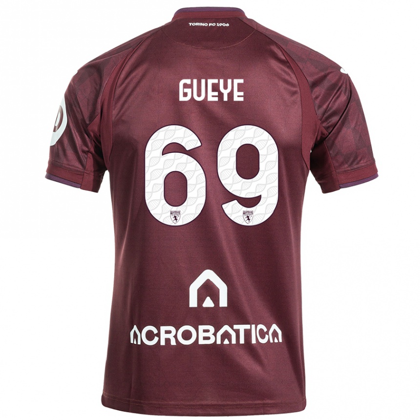 Kids Football Ousmane Gueye #69 Maroon White Home Jersey 2024/25 T-Shirt Uk