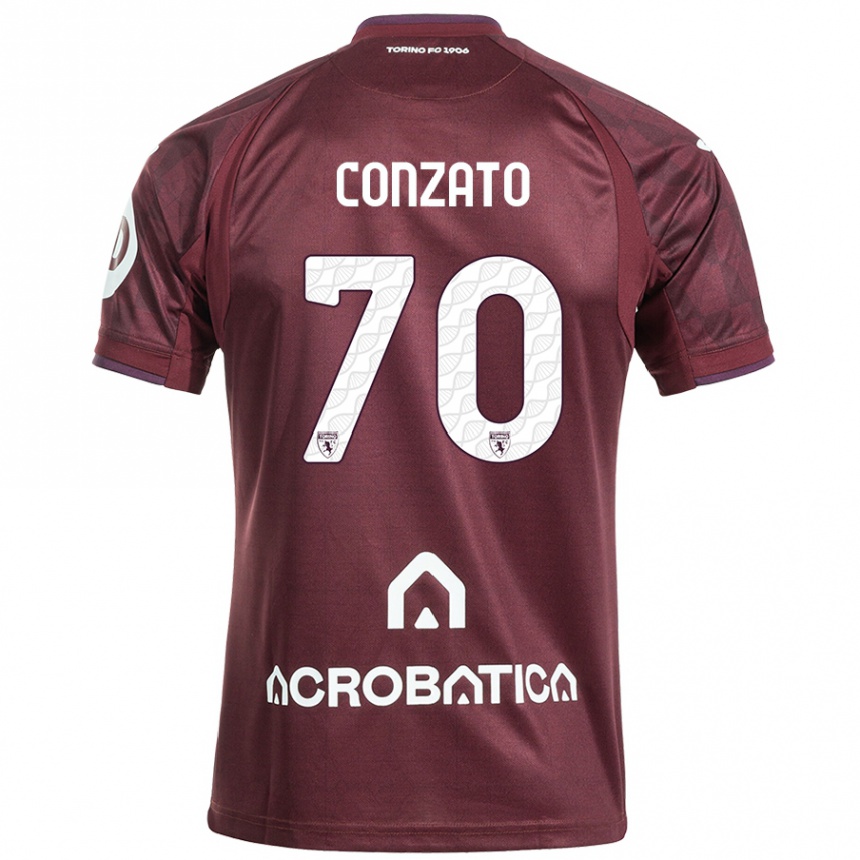 Kids Football Filippo Conzato #70 Maroon White Home Jersey 2024/25 T-Shirt Uk