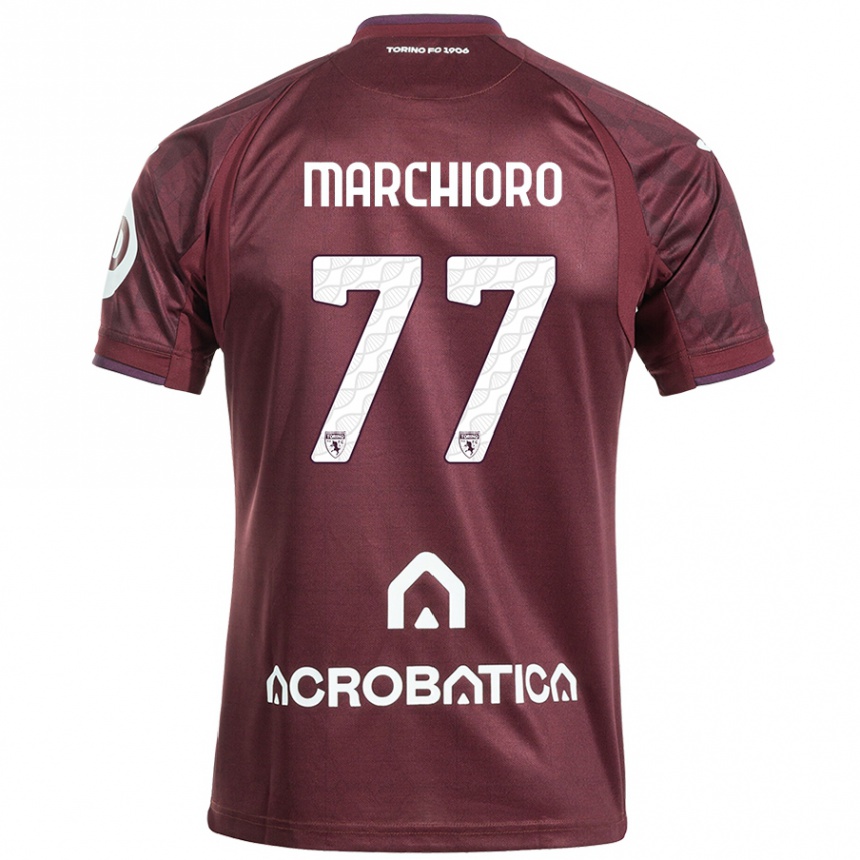 Kids Football Raffaele Marchioro #77 Maroon White Home Jersey 2024/25 T-Shirt Uk