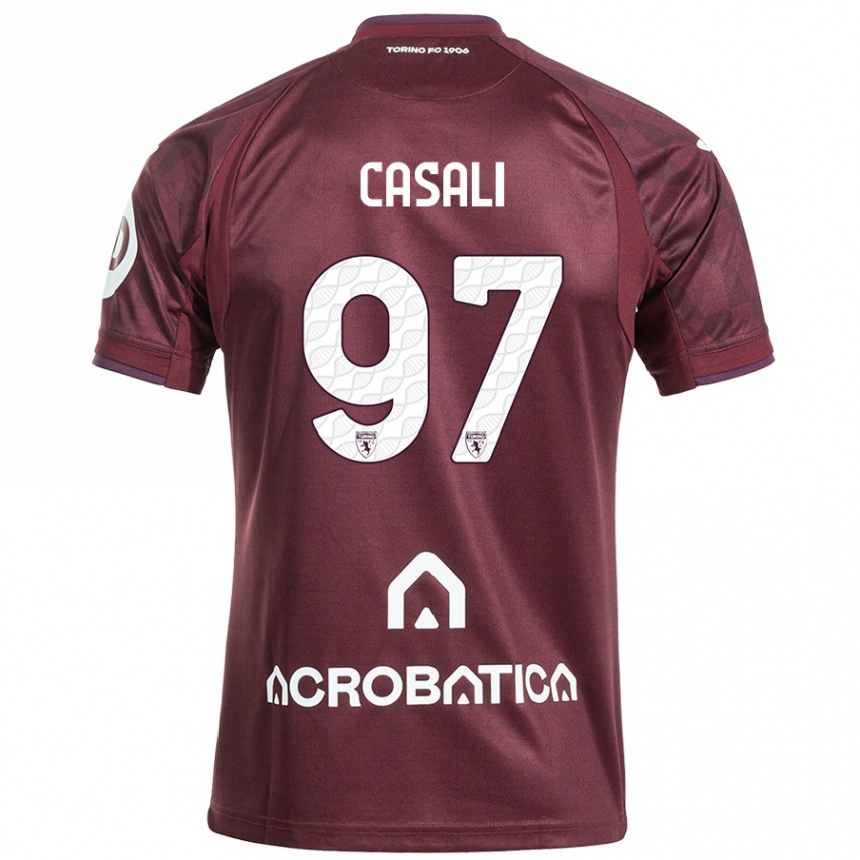 Kids Football Michele Casali #97 Maroon White Home Jersey 2024/25 T-Shirt Uk