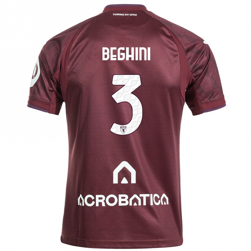 Kids Football Giulia Beghini #3 Maroon White Home Jersey 2024/25 T-Shirt Uk