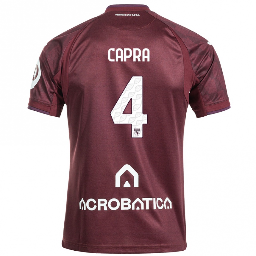 Kids Football Valentina Capra #4 Maroon White Home Jersey 2024/25 T-Shirt Uk