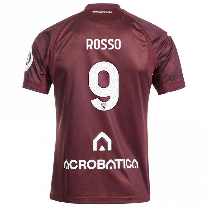 Kids Football Eleonora Rosso #9 Maroon White Home Jersey 2024/25 T-Shirt Uk