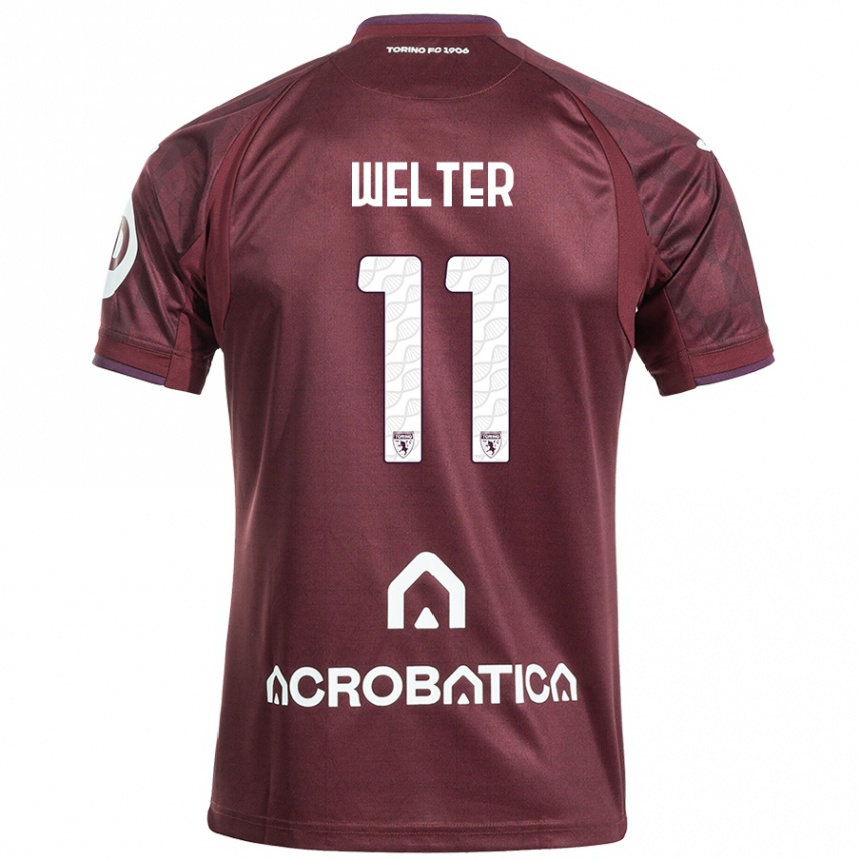 Kids Football Francesca Welter #11 Maroon White Home Jersey 2024/25 T-Shirt Uk