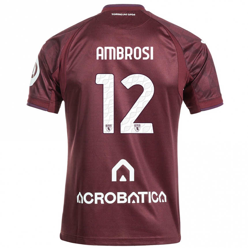 Kids Football Martina Ambrosi #12 Maroon White Home Jersey 2024/25 T-Shirt Uk