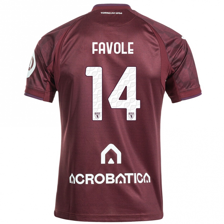 Kids Football Annalisa Favole #14 Maroon White Home Jersey 2024/25 T-Shirt Uk