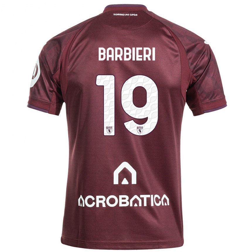 Kids Football Raffaella Barbieri #19 Maroon White Home Jersey 2024/25 T-Shirt Uk