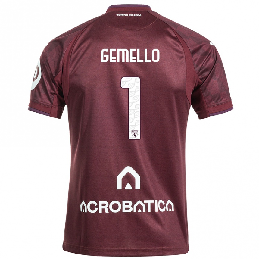 Kids Football Luca Gemello #1 Maroon White Home Jersey 2024/25 T-Shirt Uk