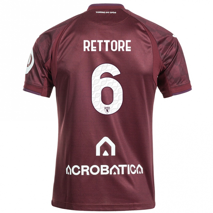 Kids Football Mirko Rettore #6 Maroon White Home Jersey 2024/25 T-Shirt Uk