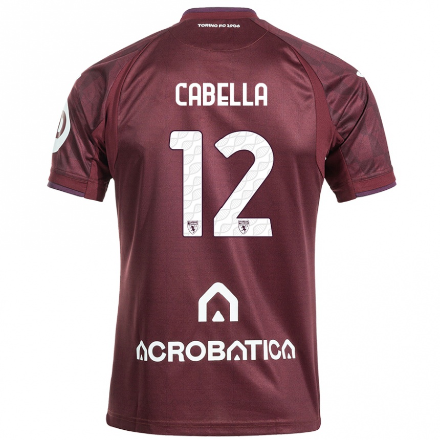 Kids Football Matteo Cabella #12 Maroon White Home Jersey 2024/25 T-Shirt Uk