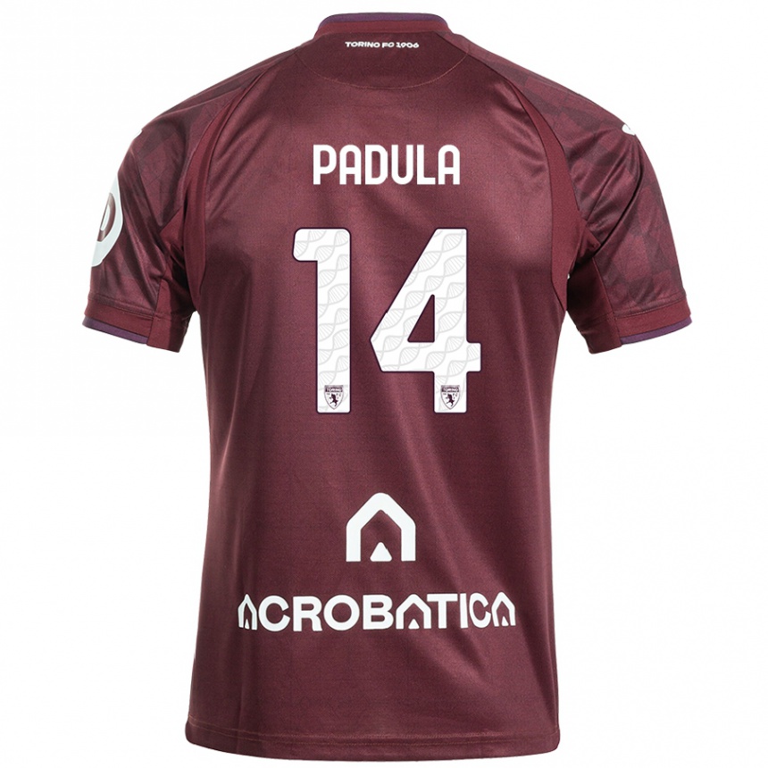 Kids Football Cristian Padula #14 Maroon White Home Jersey 2024/25 T-Shirt Uk