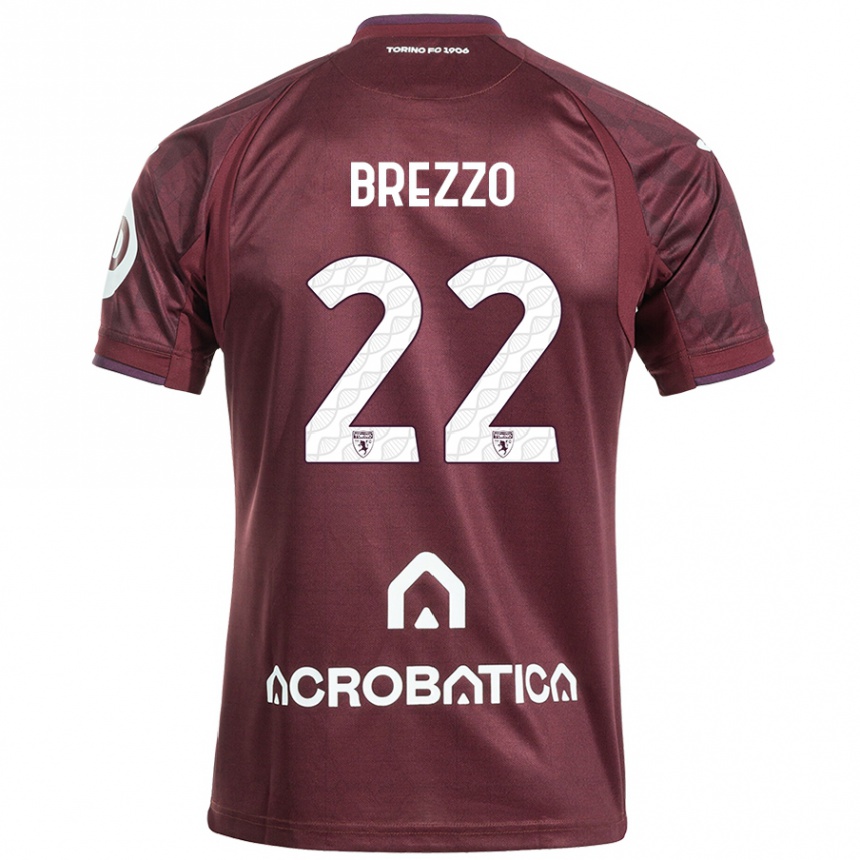 Kids Football Matteo Brezzo #22 Maroon White Home Jersey 2024/25 T-Shirt Uk