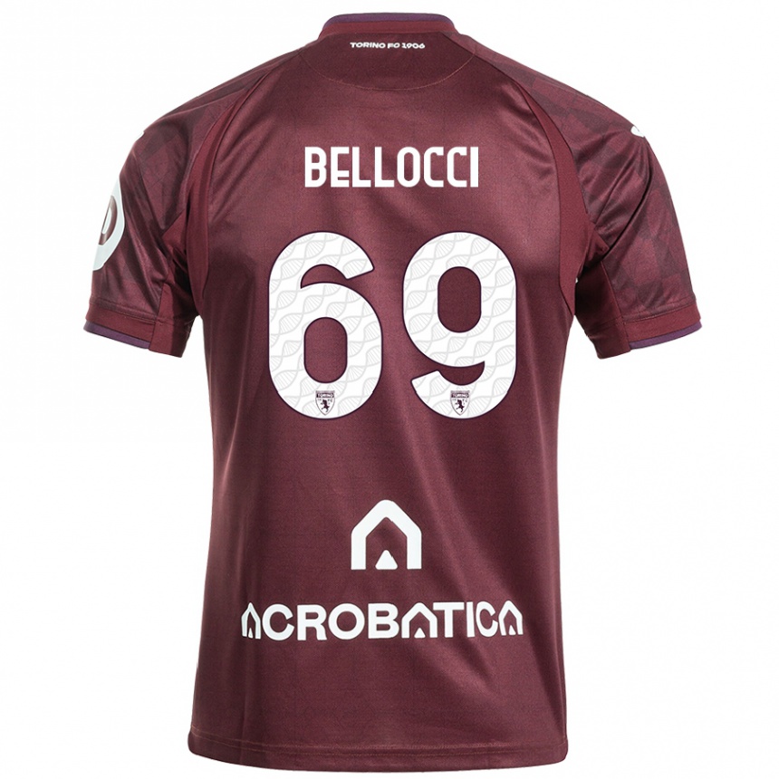 Kids Football Andrea Bellocci #69 Maroon White Home Jersey 2024/25 T-Shirt Uk