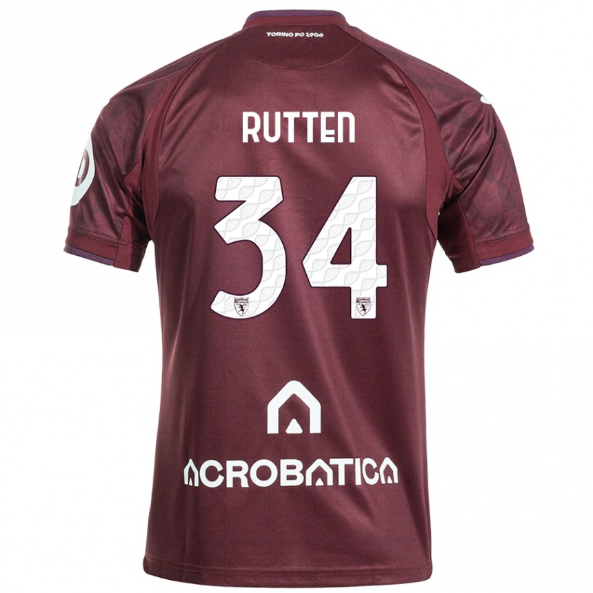 Kids Football Jill Rutten #34 Maroon White Home Jersey 2024/25 T-Shirt Uk