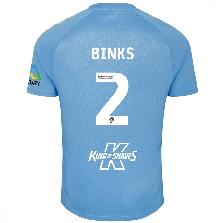 Kids Football Luis Binks #2 Blue White Home Jersey 2024/25 T-Shirt Uk