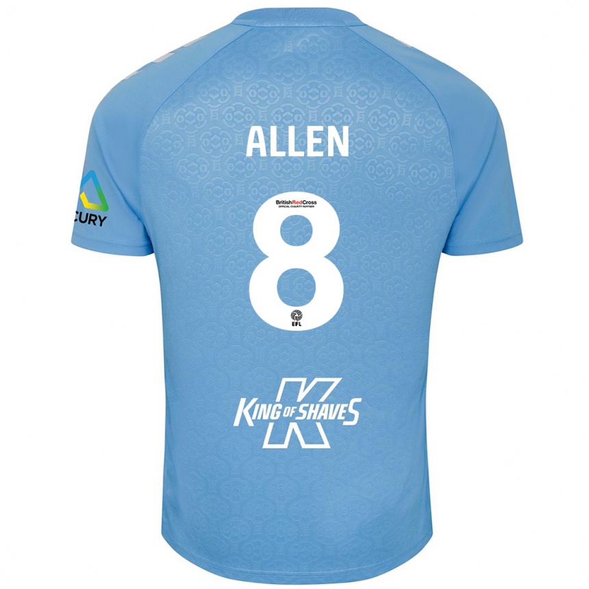 Kids Football Jamie Allen #8 Blue White Home Jersey 2024/25 T-Shirt Uk