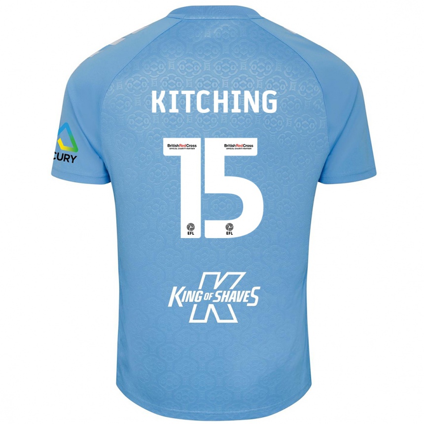 Kids Football Liam Kitching #15 Blue White Home Jersey 2024/25 T-Shirt Uk