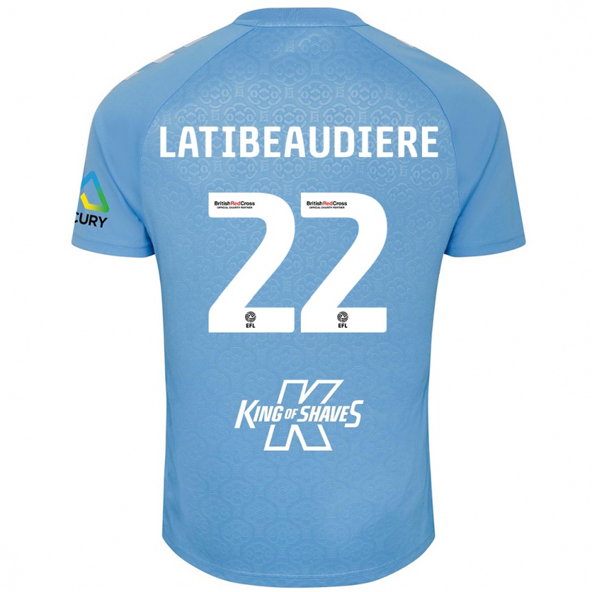 Kids Football Joel Latibeaudiere #22 Blue White Home Jersey 2024/25 T-Shirt Uk