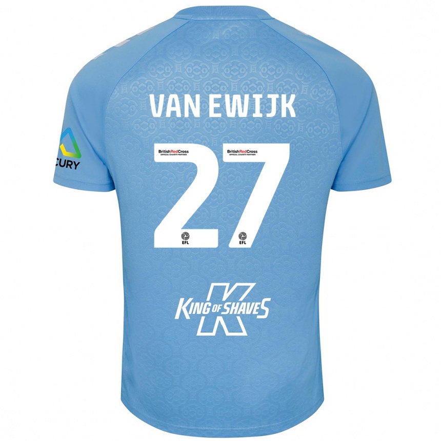 Kids Football Milan Van Ewijk #27 Blue White Home Jersey 2024/25 T-Shirt Uk