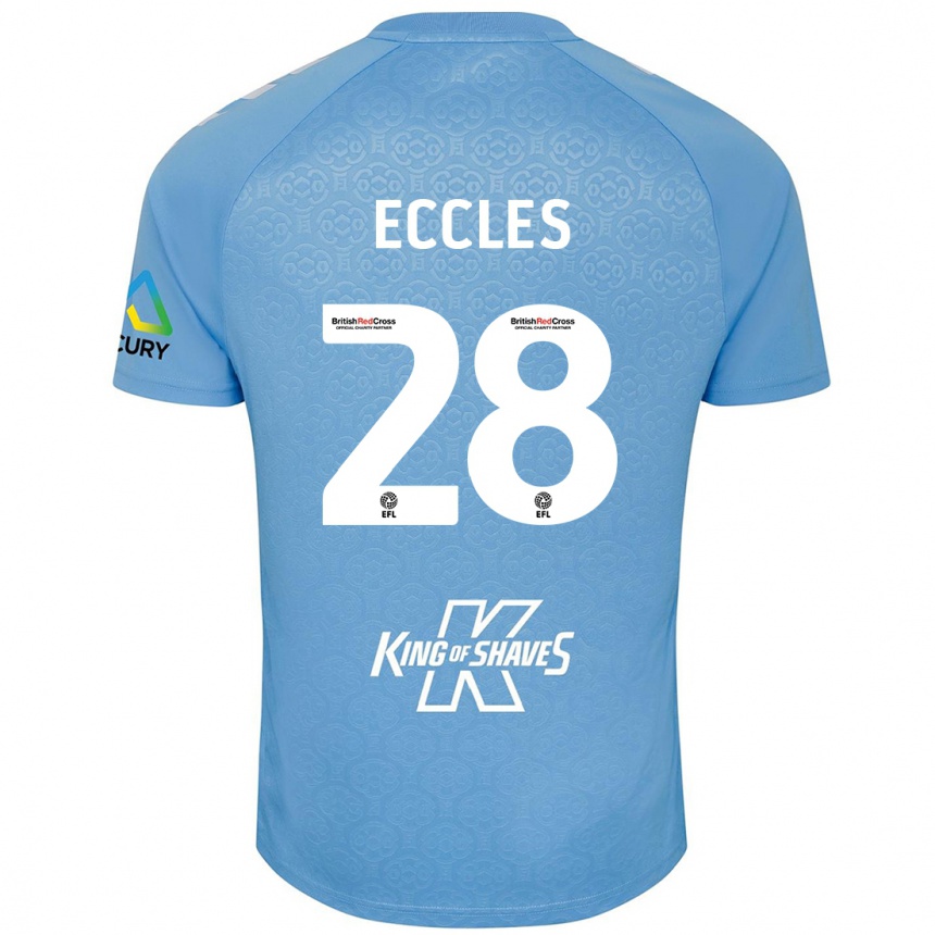 Kids Football Josh Eccles #28 Blue White Home Jersey 2024/25 T-Shirt Uk