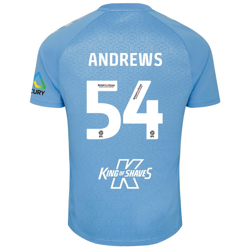 Kids Football Kai Andrews #54 Blue White Home Jersey 2024/25 T-Shirt Uk