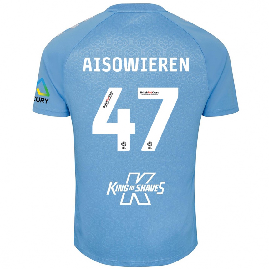 Kids Football Evan Eghosa Aisowieren #47 Blue White Home Jersey 2024/25 T-Shirt Uk