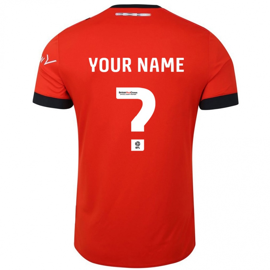 Kids Football Your Name #0 Orange Black Home Jersey 2024/25 T-Shirt Uk