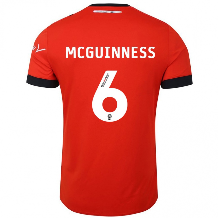 Kids Football Mark Mcguinness #6 Orange Black Home Jersey 2024/25 T-Shirt Uk