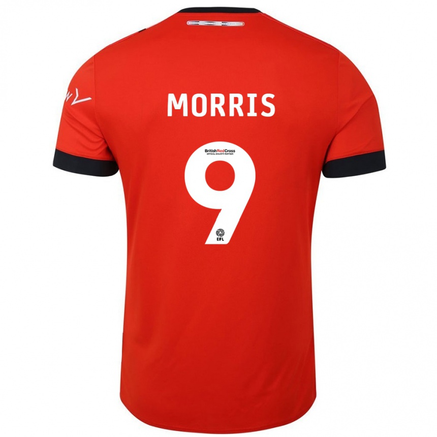 Kids Football Carlton Morris #9 Orange Black Home Jersey 2024/25 T-Shirt Uk