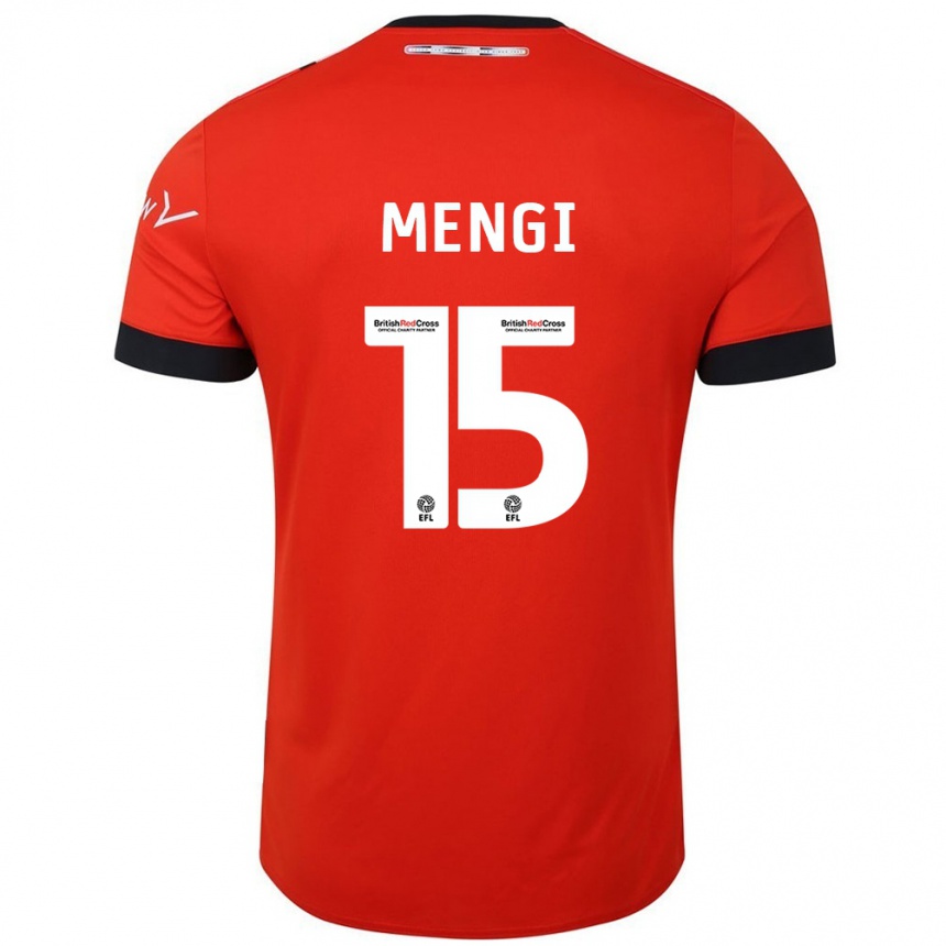 Kids Football Teden Mengi #15 Orange Black Home Jersey 2024/25 T-Shirt Uk