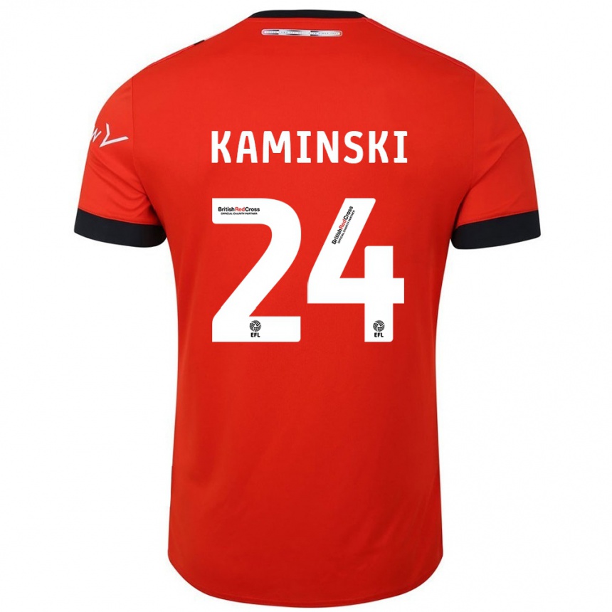 Kids Football Thomas Kaminski #24 Orange Black Home Jersey 2024/25 T-Shirt Uk