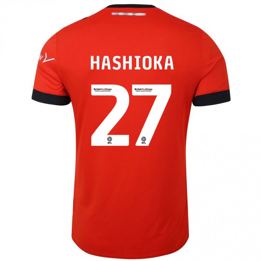 Kids Football Daiki Hashioka #27 Orange Black Home Jersey 2024/25 T-Shirt Uk