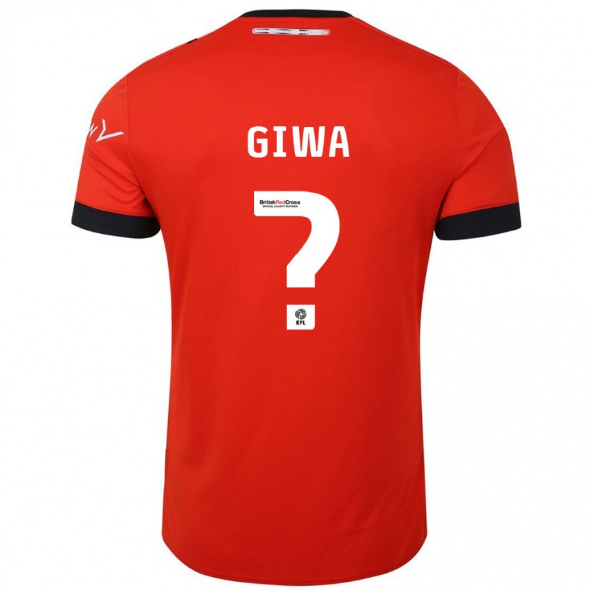 Kids Football Tyrell Giwa #0 Orange Black Home Jersey 2024/25 T-Shirt Uk