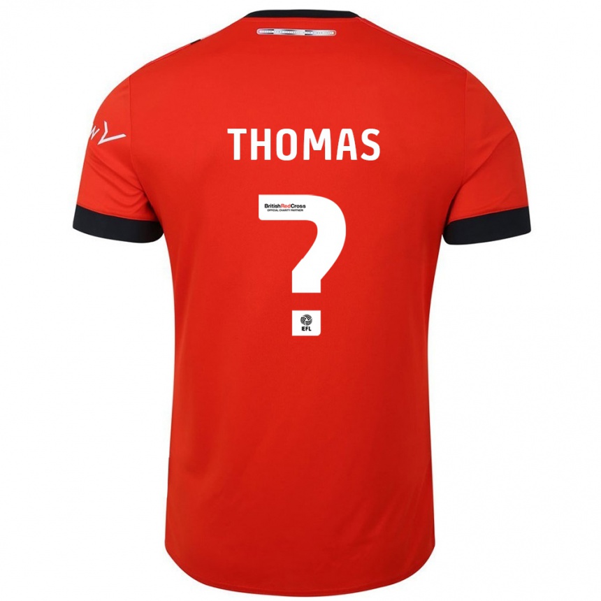 Kids Football Lucas Thomas #0 Orange Black Home Jersey 2024/25 T-Shirt Uk