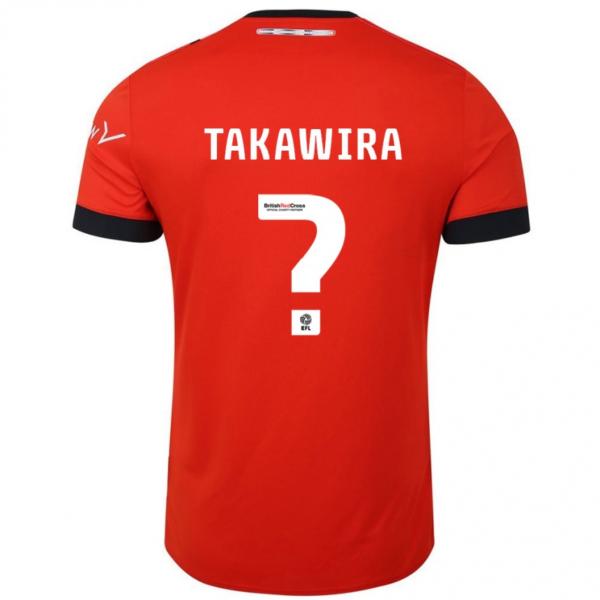 Kids Football Matthew Takawira #0 Orange Black Home Jersey 2024/25 T-Shirt Uk