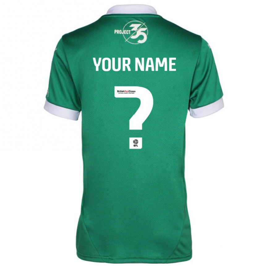 Kids Football Your Name #0 Green White Home Jersey 2024/25 T-Shirt Uk